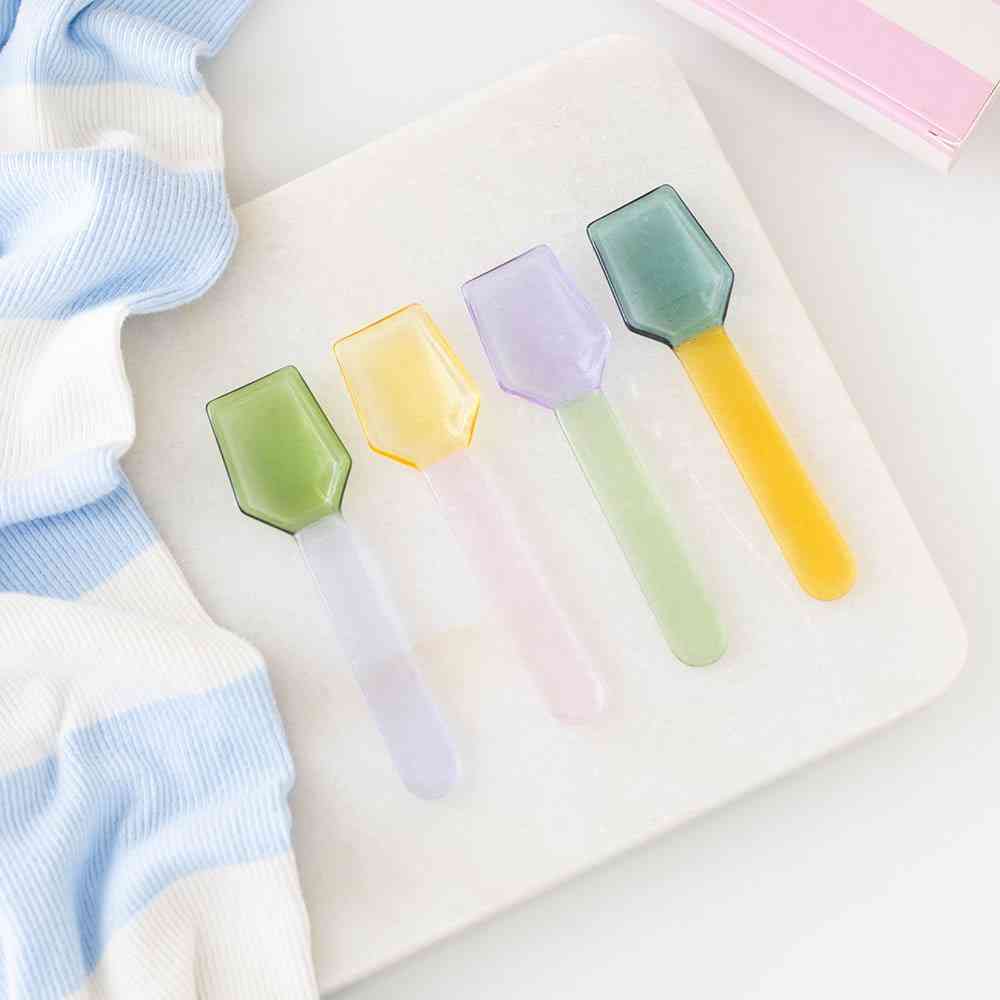 Something Different - Set of 4 Pastel Glass Dessert Spoons Cutlery set - Multicolours